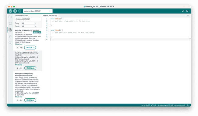 Install Arduino_LSM9DS1