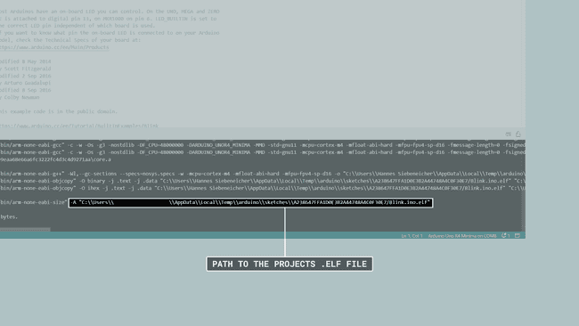 The .elf file path in Arduino IDE