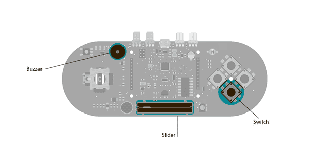 slider to choose the note and push-button switch to play it