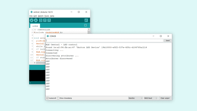 Serial Monitor printing connection status and "OFF".