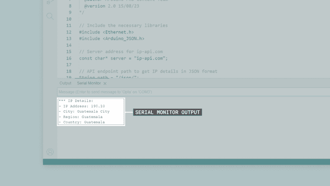 Example sketch output in the Arduino IDE's Serial Monitor