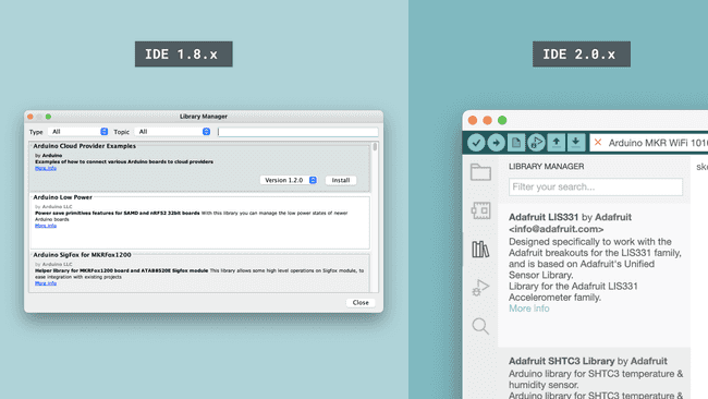 Library manager on IDE 1.8.x and IDE 2