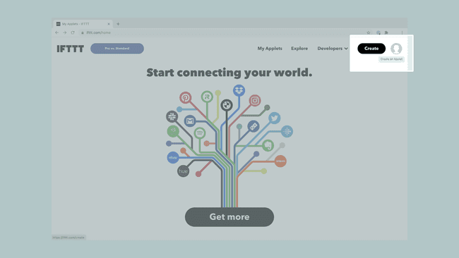Click on the IFTTT "Create" button.