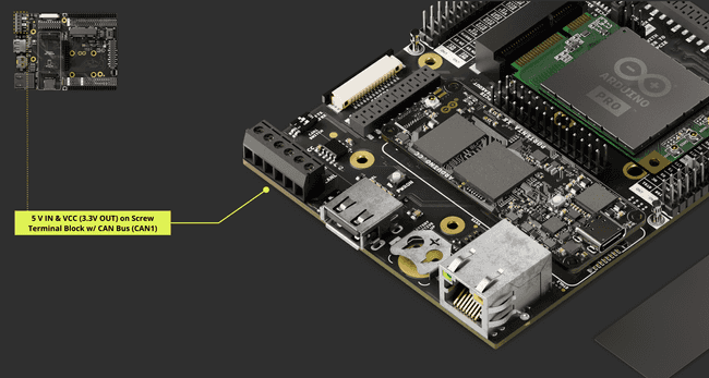 Portenta Mid Carrier Power Source within Terminal Block