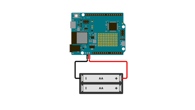 Battery Pack Powering the UNO R4 WiFi RTC