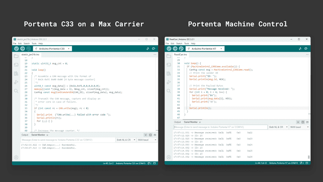 CAN bus communication between both devices