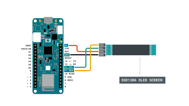 Circuit with board and OLED Screen.