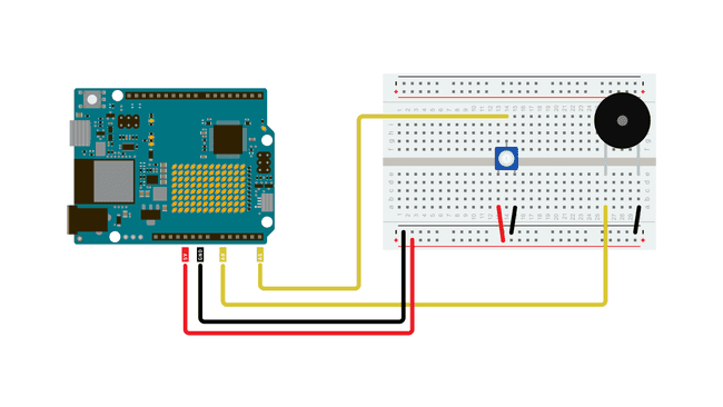 Piezo buzzer connected to UNO R4