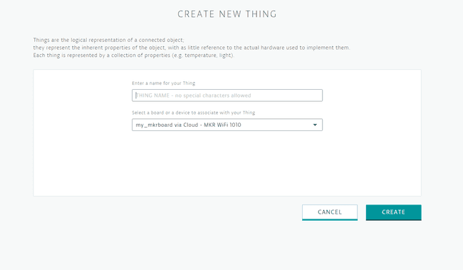 Figure 10: Thing name box and the drop-down list