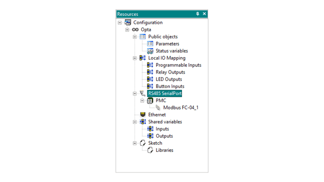 RS-485 Resources Window