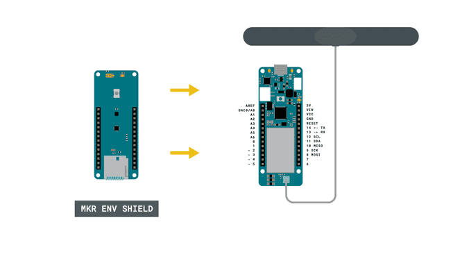 Simple circuit with board, shield and antenna.