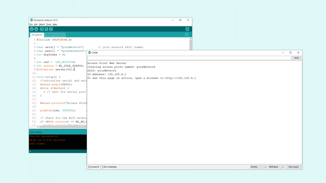 Information printed in the Serial Monitor.