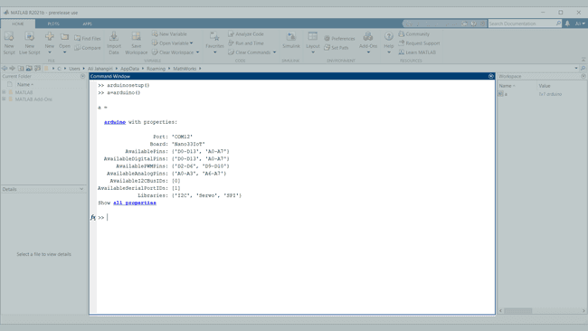 Arduino Object in MATLAB